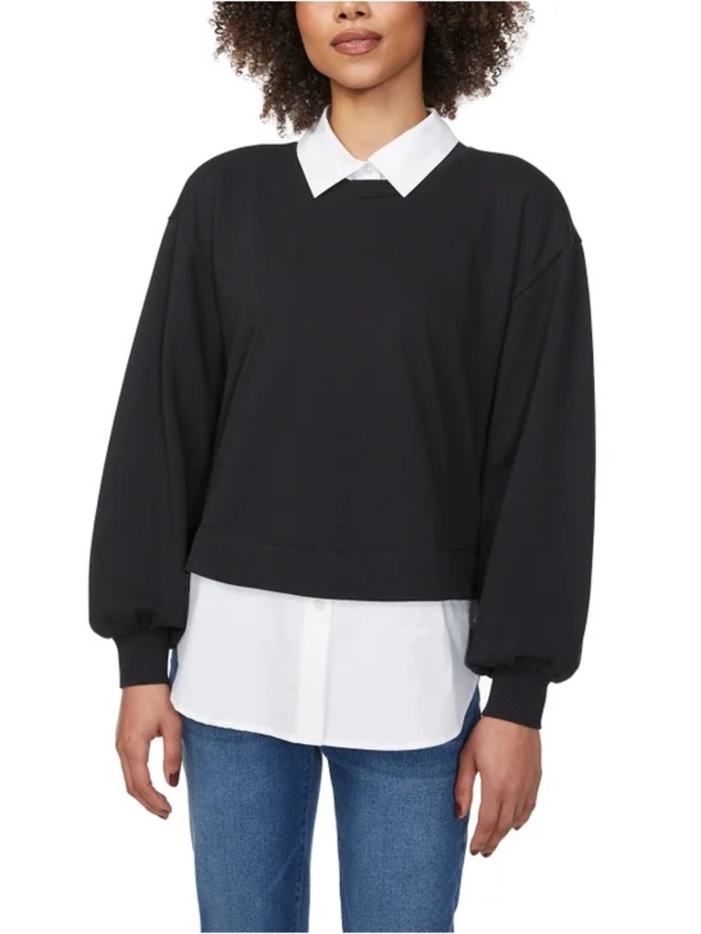 Loft Women's Layered Mixed Media Sweatshirt